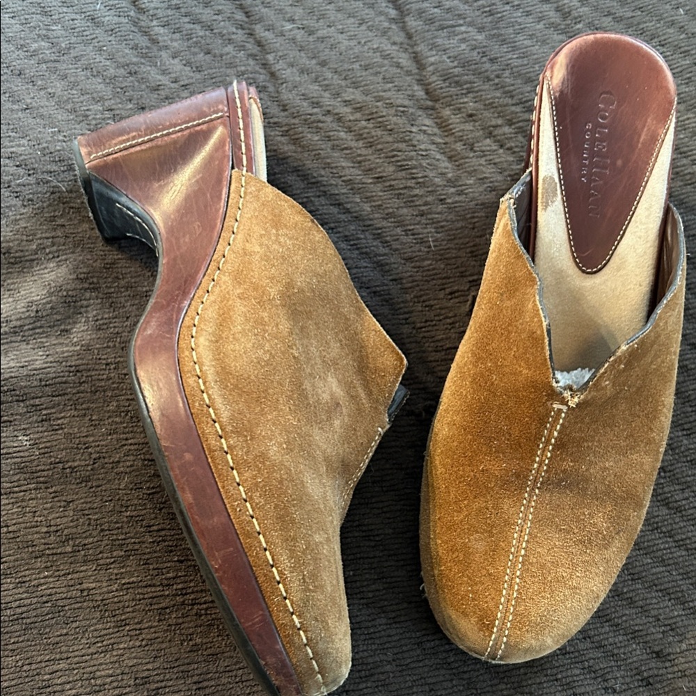 Cole Haan Tan Suede Mules